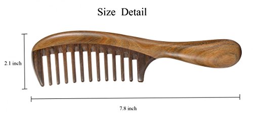 Louise Maelys 2 Pack Wooden Hair Combs, Wide Tooth And Tail Comb - color: Wide tooth + tail comb