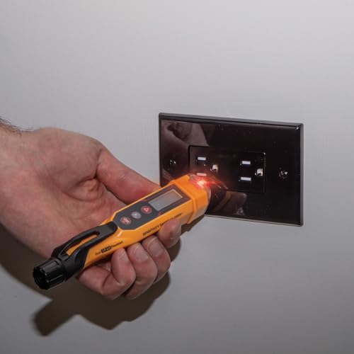 Klein Tools NCVT-6 Non-Contact Volt Tester, 12 - 1000V AC Pen with Integrated Laser Distance Measure, LED and Audible Alarms, Pocket Clip - style: with Laser Distance Meter