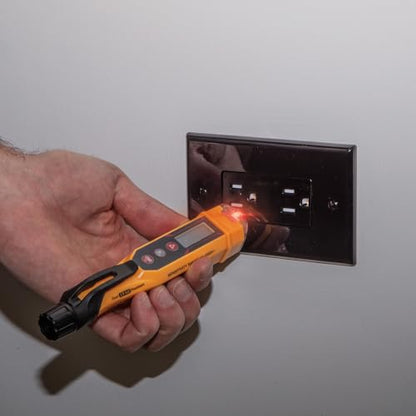 Klein Tools NCVT-6 Non-Contact Volt Tester, 12 - 1000V AC Pen with Integrated Laser Distance Measure, LED and Audible Alarms, Pocket Clip - style: with Laser Distance Meter