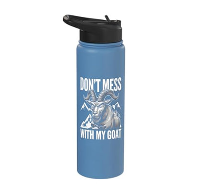 Don´t Mess With My Goat Cute Coat Pygmy Goat Farmer Stainless Steel Insulated Water Bottle - color: Light Blue
