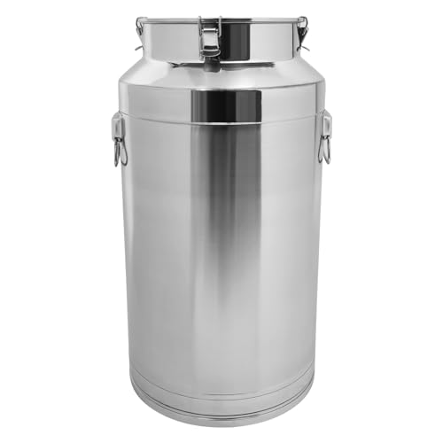 304 Stainless Steel Milk Can, 88 Liter Airtight Food Storage Can Heavy Duty Milk Can Tote Jug Airtight Canister Freestanding Drink Dispenser Pail w/Sealed Lid for Milk & Wine Liquid Storage (88L) - size: 88L