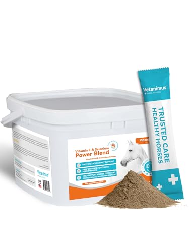 Natural Vitamin E & Selenium for Horses Muscle Build Support for Active Horses Equine Vitamin E Powder Supplement 100-Day Supply