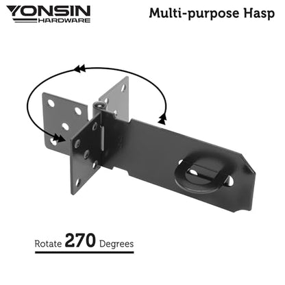 4" Door Padlock Safety Hasp Latch, Door Hasp Clasp Lock Gate Shed Hasp Latch Lock for Door Window Cabinet Pet Cage Toolbox Shed Fence, 304 Stainless Steel, Matte Black Finish, 1 Pack - size: 4 Inch