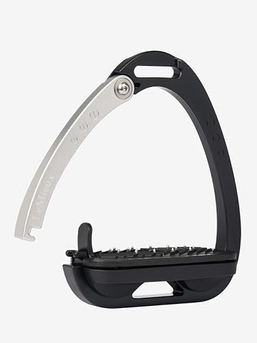 LeMieux Vector Control Stirrup - New Generation - Spring Loaded Hinged Arm - Cross Track Grip Surface - color: Black/Aluminium