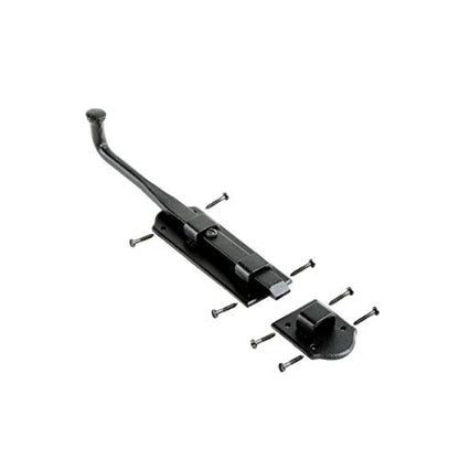 Renovators Supply Manufacturing Slide Bolt Latch 9 in. Black Iron Ball Tip Style Slide Bolt with Mounting Hardware - size: Pack of 1, style: 9 inch - Colonial Dead Bolt