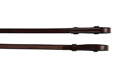 Huntley Equestrian Pelham Flat Curb English Bridle Rein 1/2" Width (Full)
