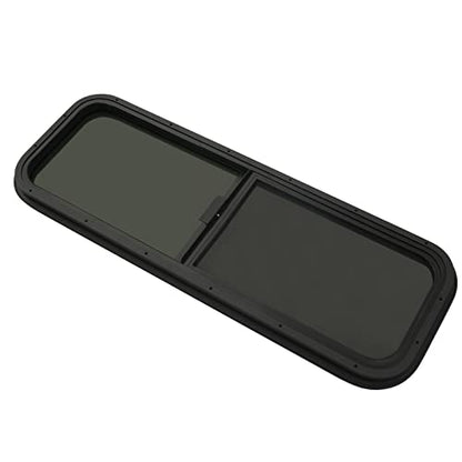 Vertical Sliding Black RV Window for Teardrop, Cargo, Horse Trailer, Marine Camper Window Replacement,42" Wide x 12" Tall - size: 42"x12"