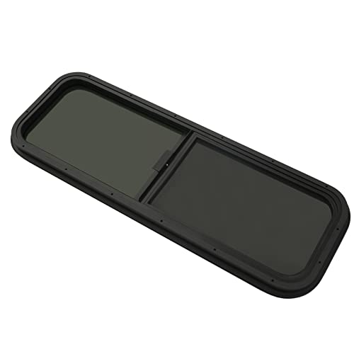 Vertical Sliding Black RV Window for Teardrop, Cargo, Horse Trailer, Marine Camper Window Replacement,42" Wide x 12" Tall - size: 42"x12"