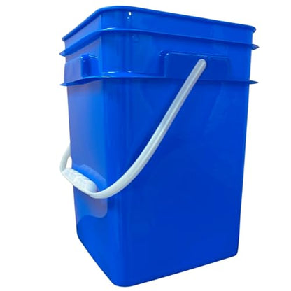 House Naturals 4 Gallon Square Food Grade Plastic Bucket with Lid, Made in USA (Pack of 2) BPA Free (Blue) - color: Blue