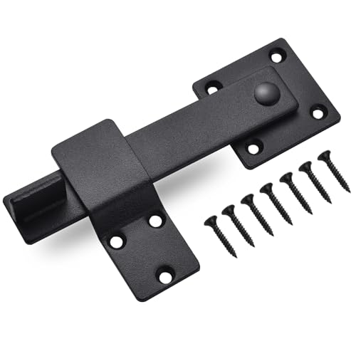 JIAHOO 6" Barn Door Flip Latch, Sturdy Farm Sliding Door Latch | Gate Latch for Fence, Shed Door, Farm Gate, Solid Metal Heavy Duty Iron Hardware, add More Security and Privacy, Matte Black