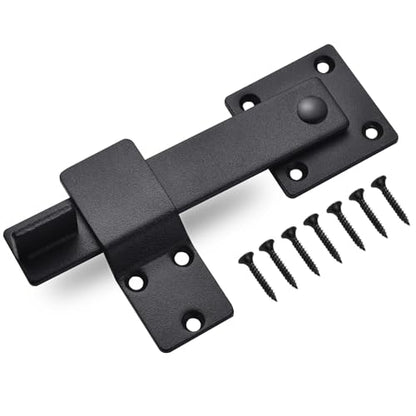 JIAHOO 6" Barn Door Flip Latch, Sturdy Farm Sliding Door Latch | Gate Latch for Fence, Shed Door, Farm Gate, Solid Metal Heavy Duty Iron Hardware, add More Security and Privacy, Matte Black