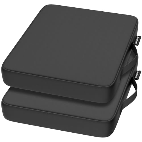 Stadium Seat Cushions - Portable Bleacher Cushions, 2.56" Extra Thick, Waterproof Oxford Fabric, Lightweight Stadium Seat Pads for Sports Events, Office, Camping, Outdoor Bench - 2-Pack (Black)