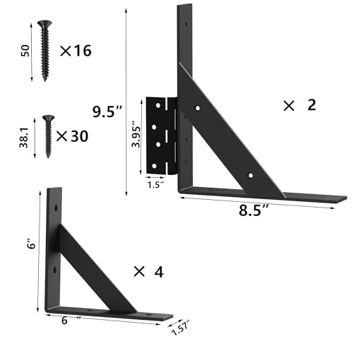 [Heavy Duty]Sdstone Anti Sag Gate Kit, Gate Corner Brace Bracket, Adjustable gate Hardware kit for Wooden Fence Gate,Driveway Gates,Corral Gates - size: 01
