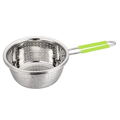 Stainless Steel Perforated Colander Strainer with Long Green Handle Sieve Sifters Use for Kitchen Food Pasta Noodles Spaghetti Vegetables Silver - 7.9inch - color: Green Single Handle 7.9 inch