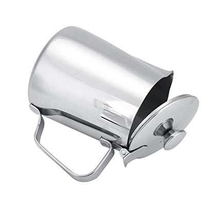 Milk Frother Cup, Stainless Steel Milk Frothing Pitcher, Milk Frothing Jug with Lid and Handle, Frothing Cup Pitcher, Coffee Frothing Mug for Office Home Kitchen (350ml) - size: 11.8 Ounces