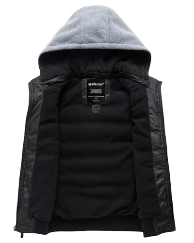 wantdo Boys' Puffer Vest Waterproof Sleeveless Winter Coat with Zip Pockets - color: Black, size: 8