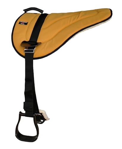 CHALLENGER Western Lightweight Bareback Saddle Pad with Fleece Bottom, Stirrups & Cinch – Contoured Synthetic Suede Top – 23" x 30" - color: Tan
