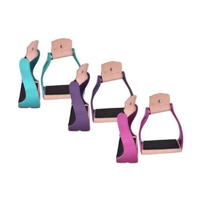 Showman Color Coated Lightweight Twisted Angled Aluminum Stirrups - color: Purple