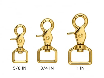 Southwestern Equine Trigger/Scissor Snap Square Eye - 2 Pack Clip with Easy Finger Clasp realease clamp (Brass 5/8) - size: Brass 5/8