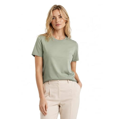 SHEEP RUN 100% Merino Wool T Shirt for Women Breathable Wicking Casual Travel Base Layer Shirt - color: Pastel Grey, size: Large