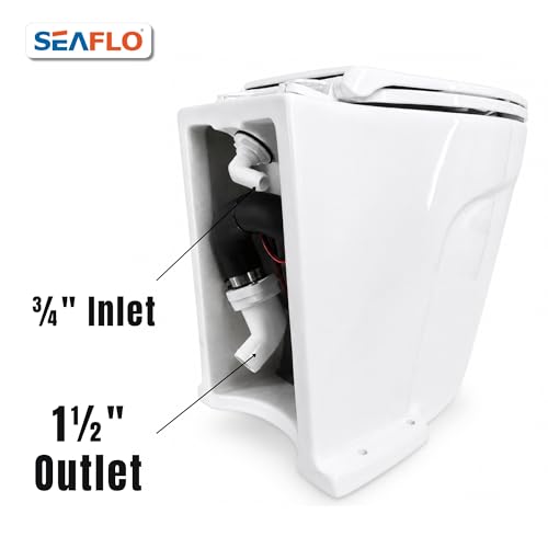 SEAFLO Deluxe Flush Freshwater Electric Marine Toilet - Fresh Water Rinse, 12V, w/ 4-way Flush Panel, Smart Flushing System, Ceramic Bowl, Soft Close Seat, Quiet Flush, Macerator Pump, 4 Year Warranty - style: 12V Deluxe Flush - Fresh Water Rinse - Soleno