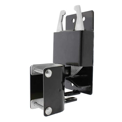 2-Way Lockable Gate Latch, Heavy Duty Automatic Slam Latch for 1.62" to 2" Round Tube Metal Gates, Double Direction Fence Gate Hardware for Livestock Cattle Pasture, Black