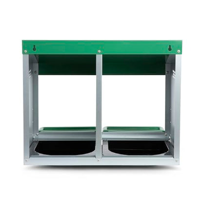 Homestead Essentials Classic Style 2 Compartment, Forward Rollout and Rollaway, Hen & Chicken Nesting Box with Integrated Perch and Protective Egg Laying Collection Lids - size: 20.8"L x 20.5"W x 20.0"H