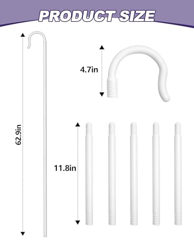 Poen Shepherds Hook Costume Staff 5ft Plastic Walking Cane - color: White