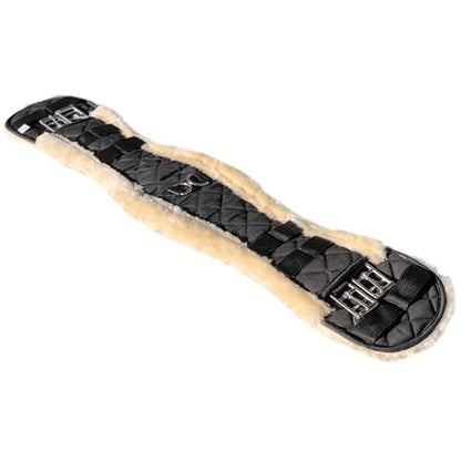 FauxFur Sheepskin Dressage Girth with Stainless Steel Buckles, Quilted Black, 19.69-33.46 inches - size: 65CM