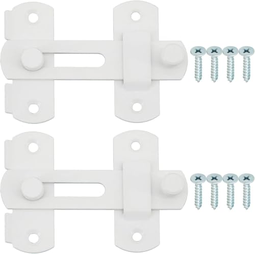 Alise 2pcs 4 Inch White SUS304 Stainless Steel Gate Latches for Barn Door - color: White, size: 4 inch-2p