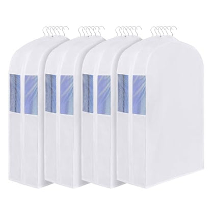 Univivi 32 Inch Cotton Hanging Garment Bag for Closet Storage 4 Pack, White - size: 32 Inch - 4 Pack