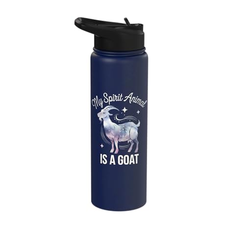 My Spirit Animal Is A Coat Cute Coat Pygmy Goat Farmer Stainless Steel Insulated Water Bottle - color: Navy Blue