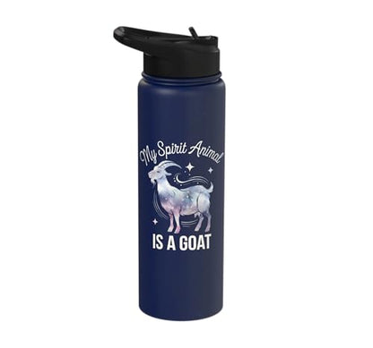 My Spirit Animal Is A Coat Cute Coat Pygmy Goat Farmer Stainless Steel Insulated Water Bottle - color: Navy Blue