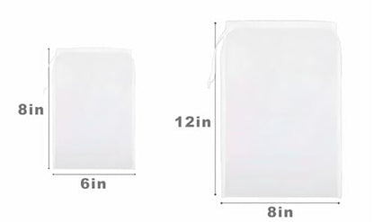 200 MESH Nut Milk Bag, 2 Sizes (6"x8" & 8"x12"), Reusable Food Grade Nylon Fine Mesh Strainer Bags with Drawstring for Juice, Soy Milk, Cold Brew Coffee, Tea
