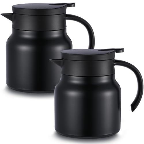 Ziliny 2 Pcs 27 oz Coffee Carafe Thermal Creamer Pitcher, Black | Double Wall Vacuum Insulated,Stainless Steel, Creamer Dispenser, Milk Carafe Container, Keeps Hot Cold - color: Black, size: 27 oz