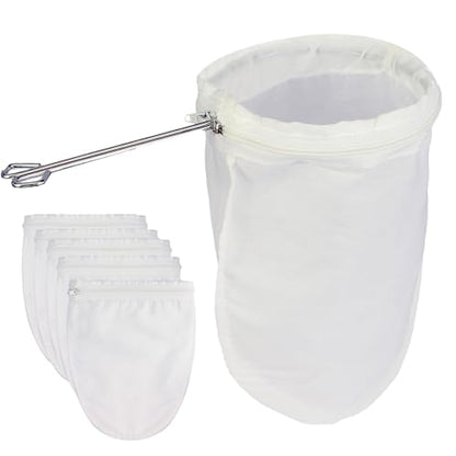 Fine Mesh Strainer, 6Pcs Cloth Strainer Bags with Steel Handle - color: White-6pcs