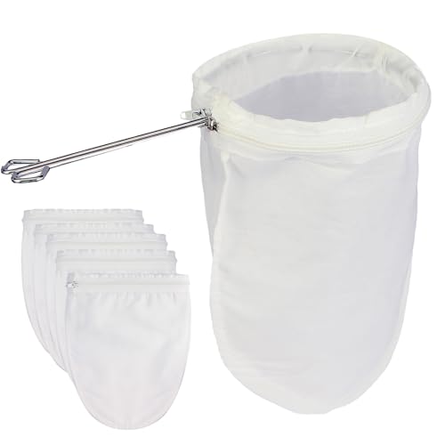 Fine Mesh Strainer, 6Pcs Cloth Strainer Bags with Steel Handle - color: White-6pcs