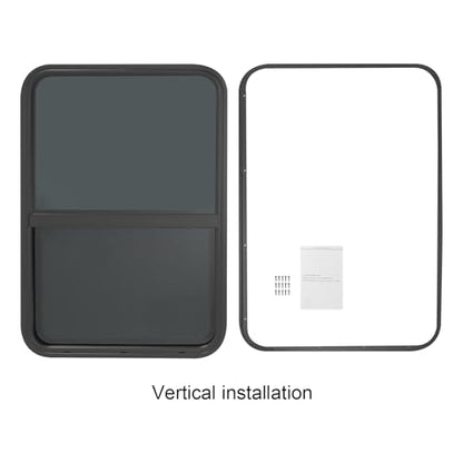 RV Window, 24" X 36" Universal RV Window Vertical Slide W/Trim Ring, Vertical Sliding Glass Window with Screen Window for Cargo, Horse Trailer, Marine Camper Window Replacement (24" X 36") - size: 24" X 36"