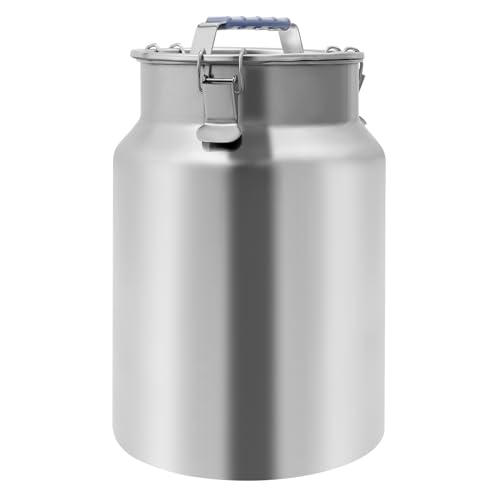 DYNAMI 3.2Gal Stainless Steel Airtight Canister,Large Metal Food Storage Container,Stainless Steel Bucket Milk Can Milk Jug With Lid&Handle, for Kitchen Rice Flour Coffee Bean (Silver) - color: Silver