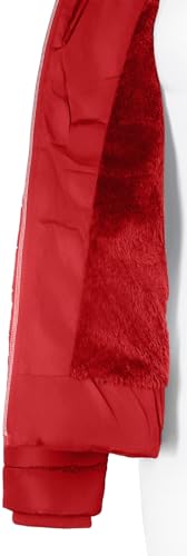 BodiLove Women's Fur Hooded Thickened Jacket with Fleece Lining - color: True Red (Light Weight), size: Small