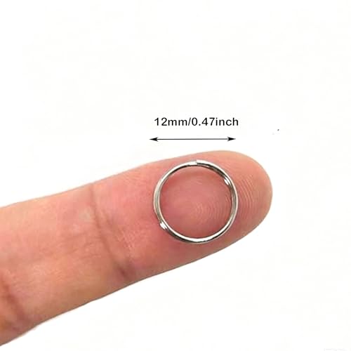 200pcs Silver Jump Ring Split Keyring Mental Connectors for Keychains, Jewelry Making, Pet Collars, Crafts 12mm - size: 12mm