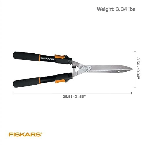 Fiskars 25"-33" Power-Lever Extendable Garden Hedge Shears, 10” Blades - style: 25-33" Power-Lever