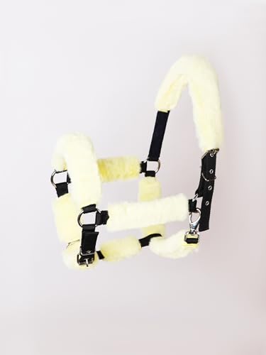 Harrison Howard Fleece Halter Covers for Horses, Set of 9, Prevent Hair Loss Pressure Marks, Padded Horse Halter Fleece Set Pale Canary - color: Pale Canary