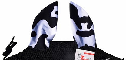 Cow Print Saddle Pad Set with Matching Ear Bonnet – Animal Print Horse Riding Gear – Non-Slip & Breathable – Western/English Show - size: Cob