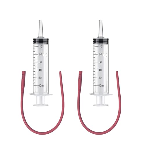 2 Set Lamb and Goat Kid Feeding Kit -2X 20FR Tube, 2x20/60/100ml Reusable Drench Goat Syringe for Lamb, Dog, Sheep,Piglet,Rabbit Feeding (60ML) - size: 60ML