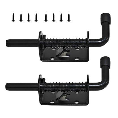 2PCS Spring Loaded Latch pin,Spring gate Latch with Screws [ 2mm (0.08in) Thick, pin Diameter 10mm(0.4in), Length 12.7mm(5in) ],Barrel Bolt latches,Door pin Lock ,Trailer ramp latches - size: 2*Alloy-M10*5in-black