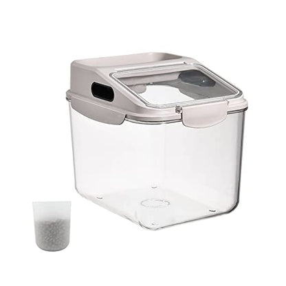 Fhiny 5.5LB Dog Food Storage Container, Airtight Pet Treat Bin Translucent Dry Food Grain Storage Barrels Sealed Bucket Moisture-Proof Plastic Cat Puppy Food Bin with Seal Locking Lid Keep Fresh - size: M:11.4"L x 7.8"W x 7.2"H