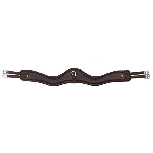 LeMieux Gel-Tek Anatomic Jumping Girth - Contoured Shape - Dynamic Gel and Ultra Soft Leather - color: Brown, size: 140cm/56"