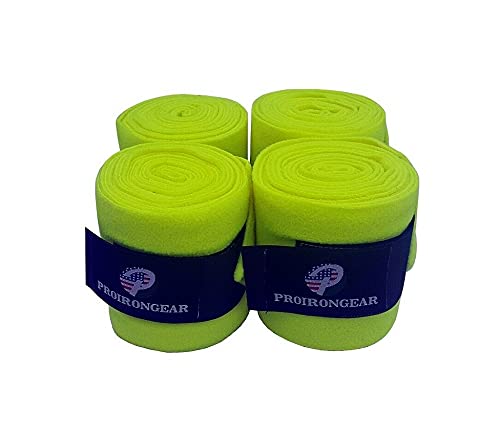 Horse Fleece Wraps Bandages/Polo Wraps/Stable Wraps Equestrian Leg Wraps Set of 4 Equestrian Boot Protection (Fluro Green) - color: Fluro Green