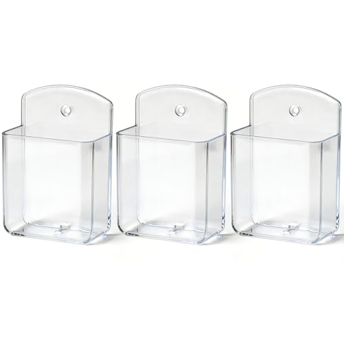 noonebutyou 3 Pcs Remote Control Holder Wall TV Remote Holder Self Adhesive No Drilling Marker Holder, Wall Pen Holder Containers for Home Office School (Clear) - color: Clear-3pcs